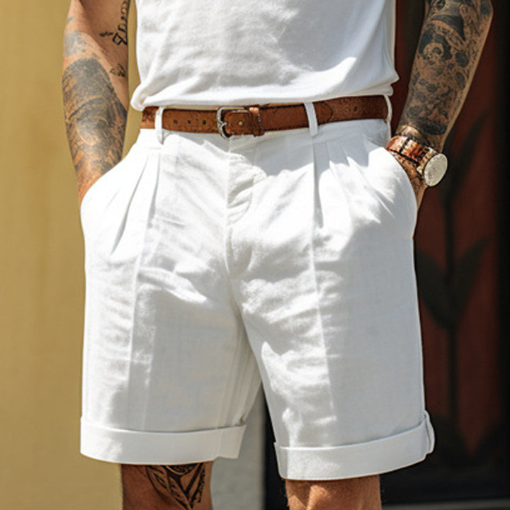 Herren Shorts aus atmungsaktivem Leinen mit praktischem Taschen-Design Echoarchiv