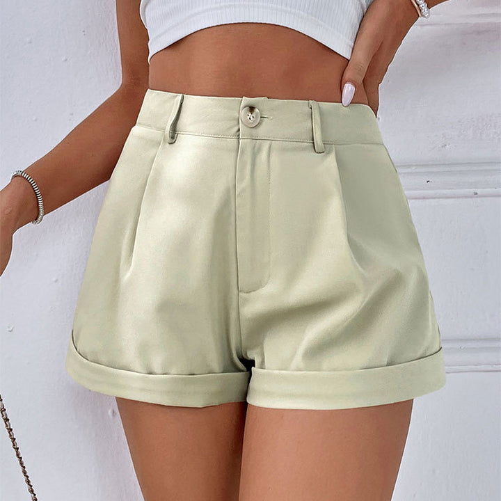Damen elegante Kurzshorts mit hohem Bund und umgeschlagenem Saum Echo Archiv
