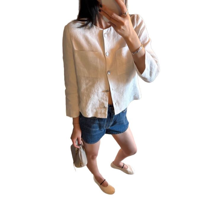 Damen Elegante und lässige Leinenjacke Echoarchiv