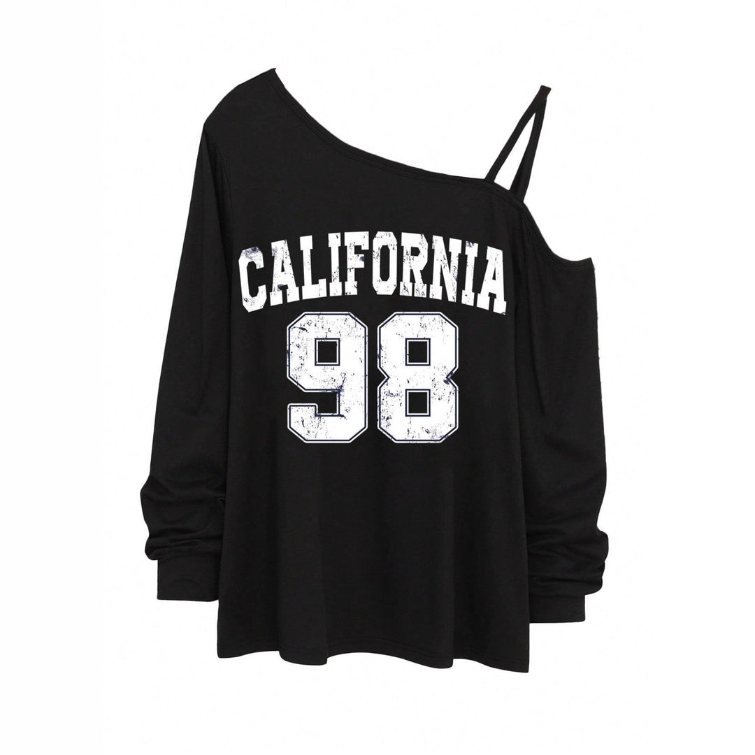 Damen lässiges One-Shoulder Sweatshirt mit Zierträgern und Vintage College-Print – Avérine