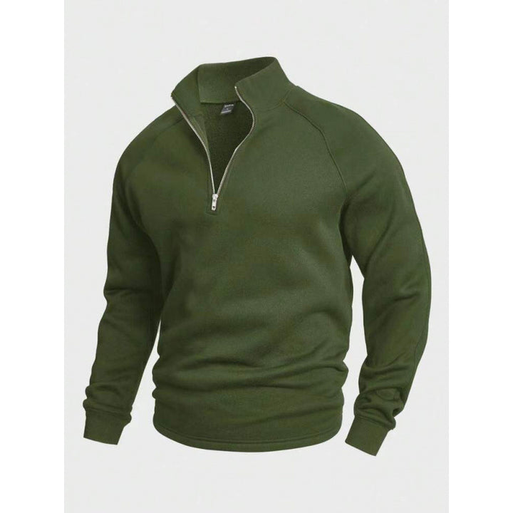 Herren Fleece-Halbzippullover mit Stehkragen und Raglanärmeln – Cavarno
