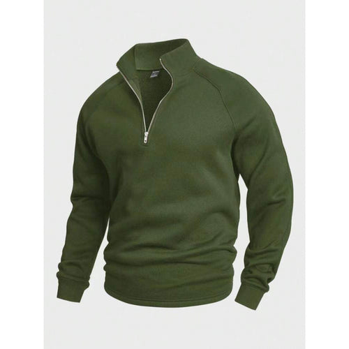 Herren Fleece-Halbzippullover mit Stehkragen und Raglanärmeln – Cavarno