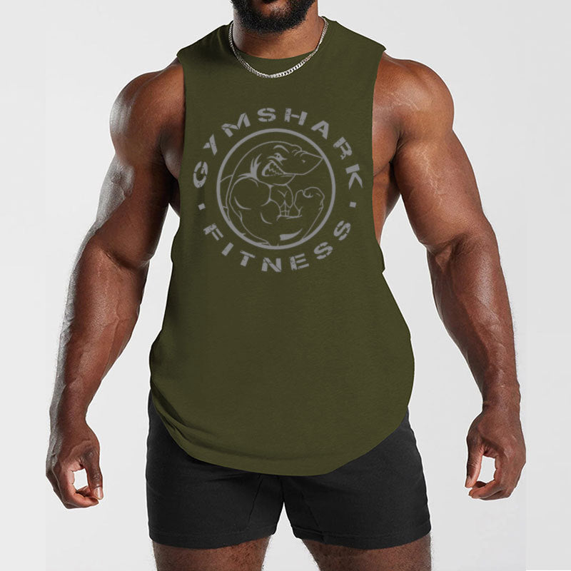 Herren nan ärmelloses Muskelshirt mit extra tiefen Armöffnungen und großem Logodruck Echo Archiv