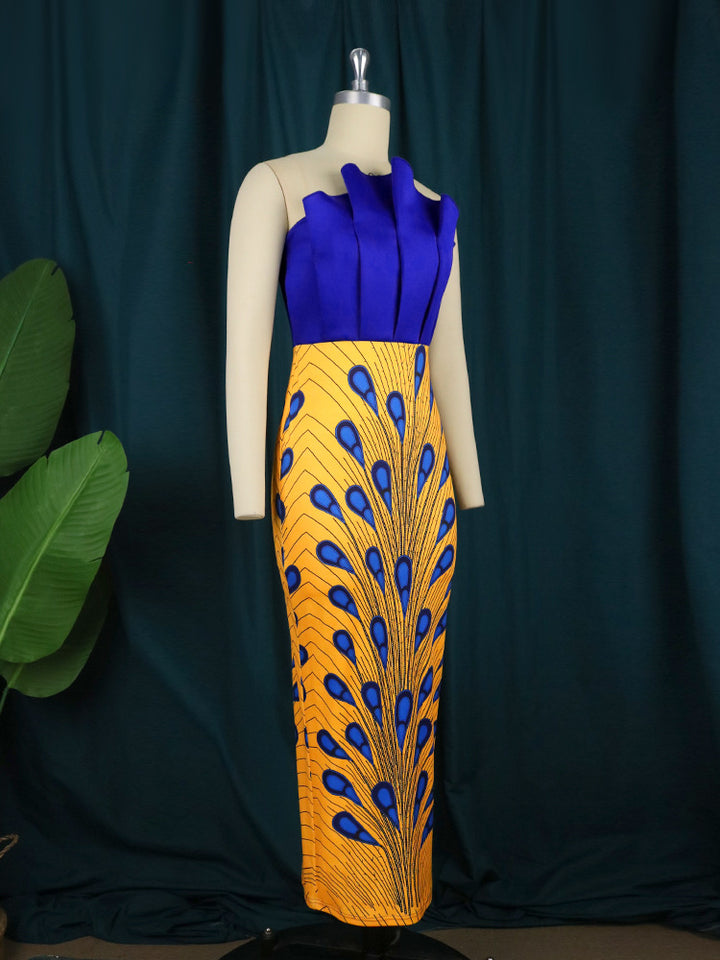 Damen figurbetontes Kleid mit eleganter Drapierung und auffälligem Mustermix Echo Archiv