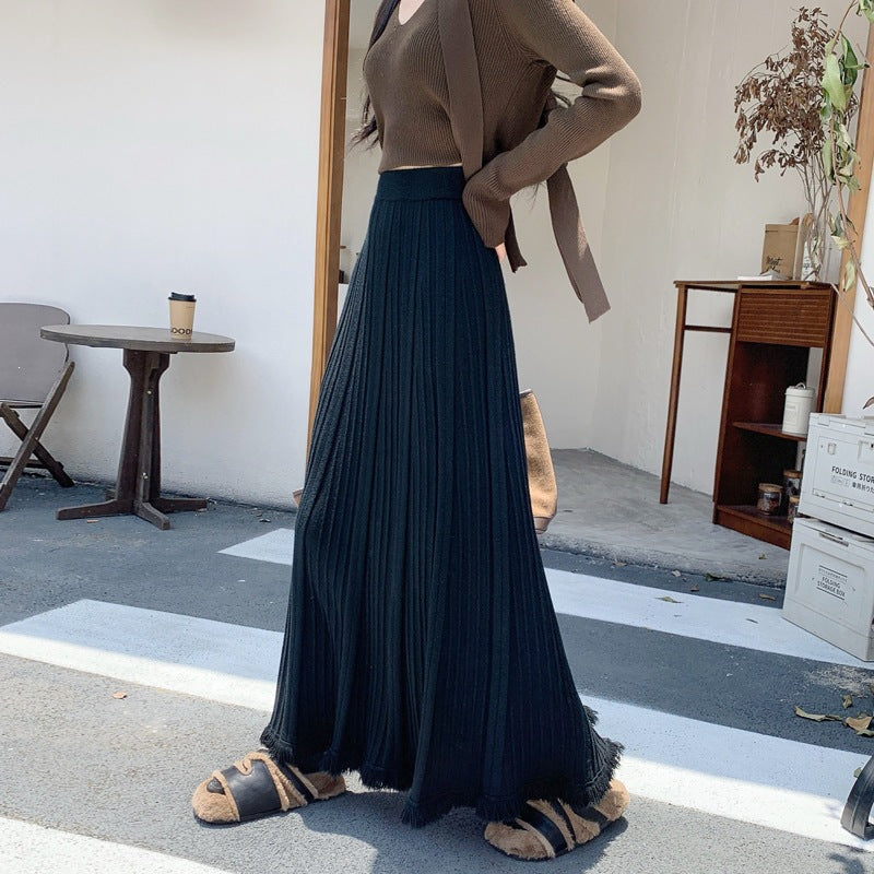 Damen Eleganter und fließender Maxirock mit plissierten Details Echo Archiv