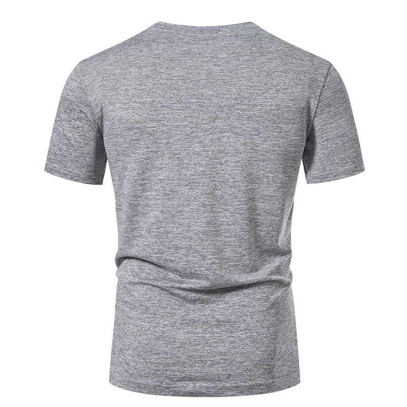 Herren Kurzarm-Henley-T-Shirt mit modischem Knopfdesign und atmungsaktiver Baumwollqualität Echoarchiv