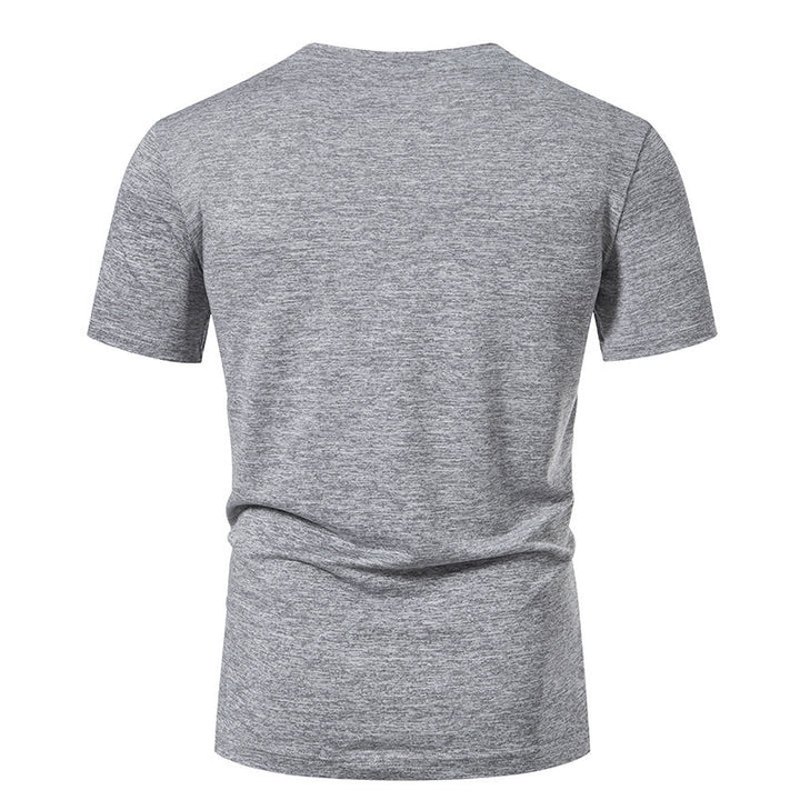 Herren Kurzarm-Henley-T-Shirt mit modischem Knopfdesign und atmungsaktiver Baumwollqualität Echoarchiv