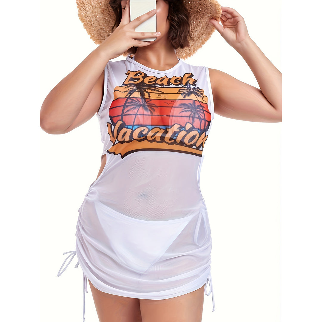 Damen Strandkleidung mit seitlichen Raffung und stylischem Print Echo Archiv