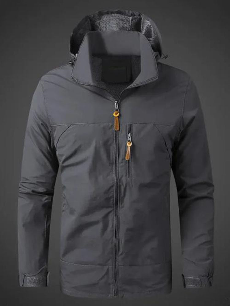 Herren Wetterfeste Funktionsjacke mit verstellbarer Kapuze Echoarchiv