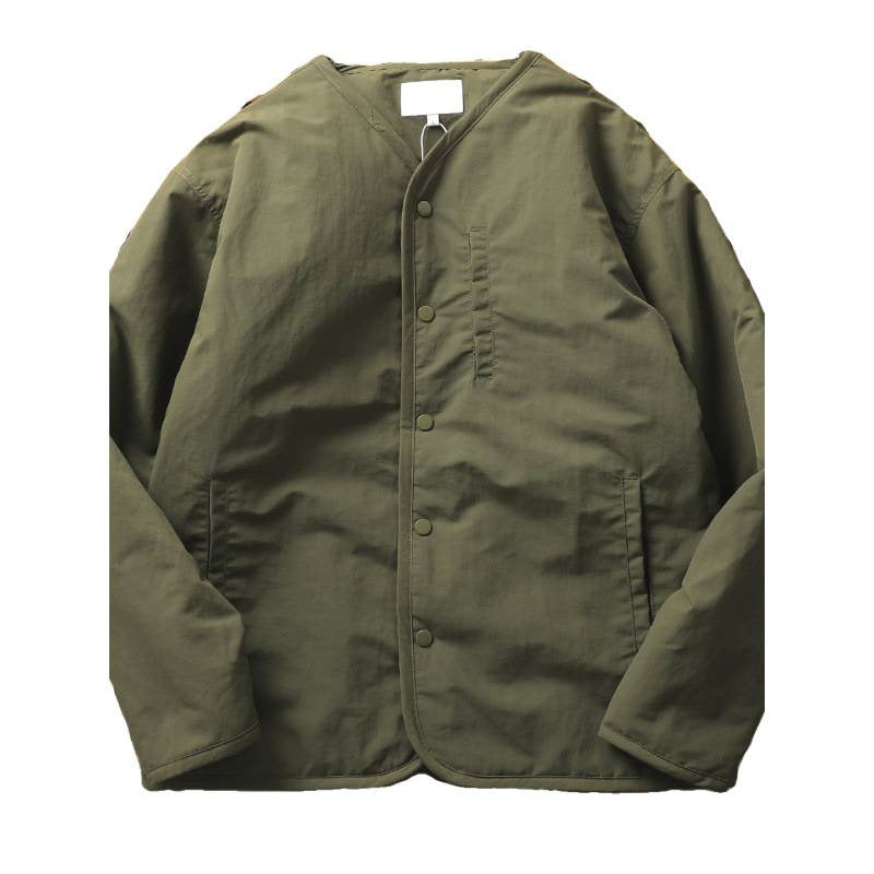 Herren Leicht wattierte Thermo-Linerjacke mit Druckknopfverschluss und gerundetem Saum Echoarchiv