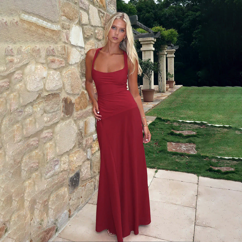 Damen elegantes Maxikleid mit verführerischem Ausschnitt und fließendem Rock Echo Archiv