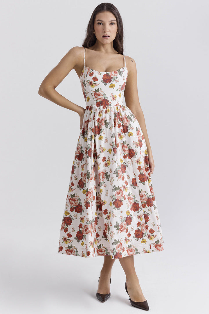 Damen Maxikleid mit schmalen Trägern und schwingendem Rock Echoarchiv