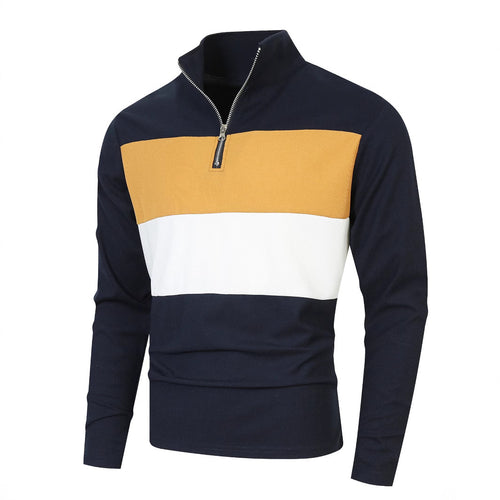 Herren sportliches Langarmshirt mit modernem Reißverschluss und Farbblockdesign Echoarchiv