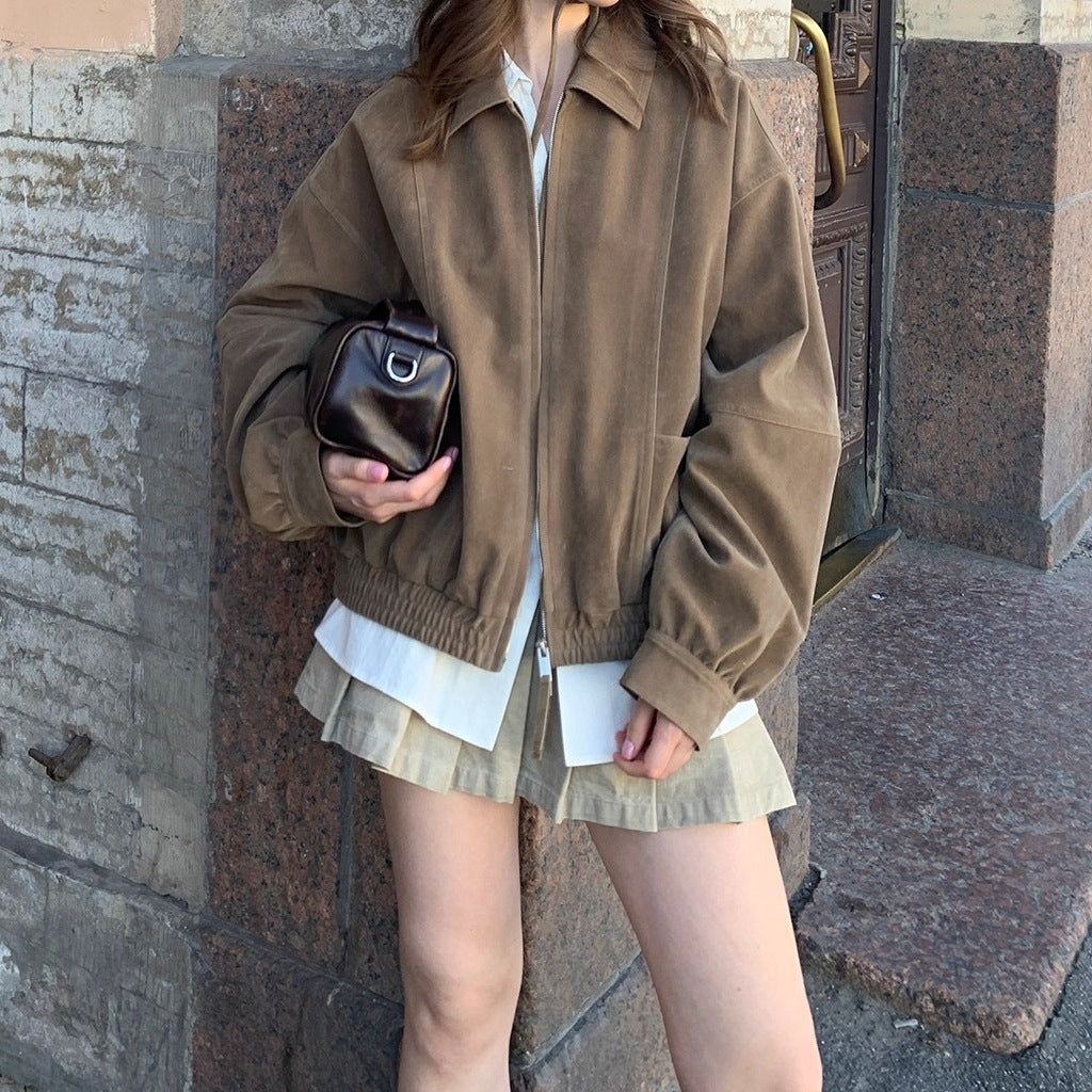 Damen Modische Kunstlederjacke mit Oversized Schnitt – Célinea