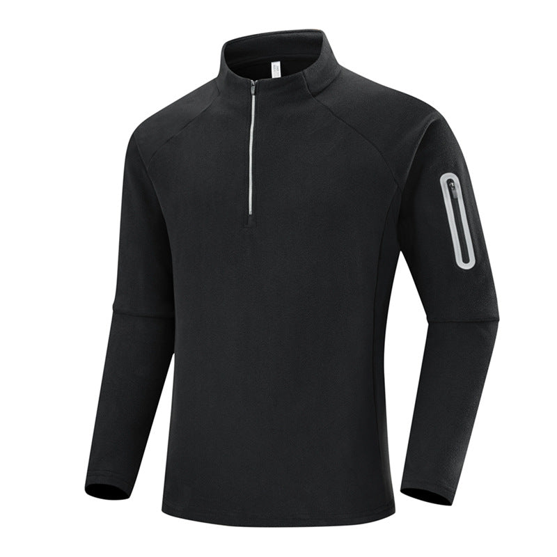 Herren Fleece-Halbzip-Trainingsshirt mit Stehkragen und Ärmel-Reißverschlusstasche Echo Archiv