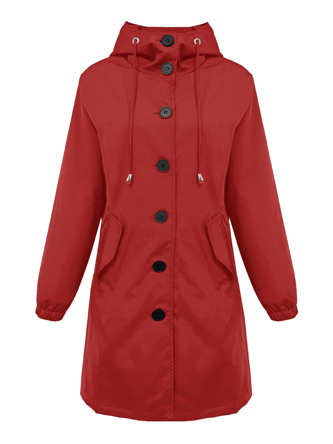 Damen nan leichter Regenparka mit Kapuze, überlanger Knopfleiste, Tunnelzug und aufgesetzten Taschen Echo Archiv