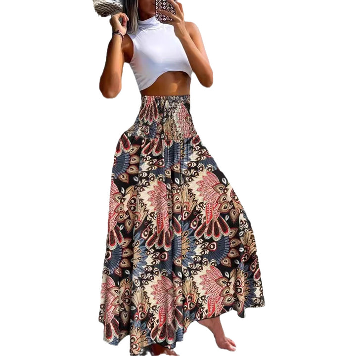 Damen Maxirock mit hohem Smokbund, weitem Fall und Paisley‑Print Echoarchiv