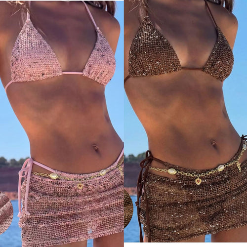Damen Triangel-Bikini mit Wickelrock und verstellbaren Trägern Echo Archiv