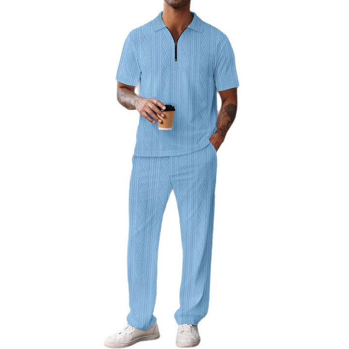 Herren Kurzarm-Jumpsuit mit strukturiertem Zipper-Design Echoarchiv