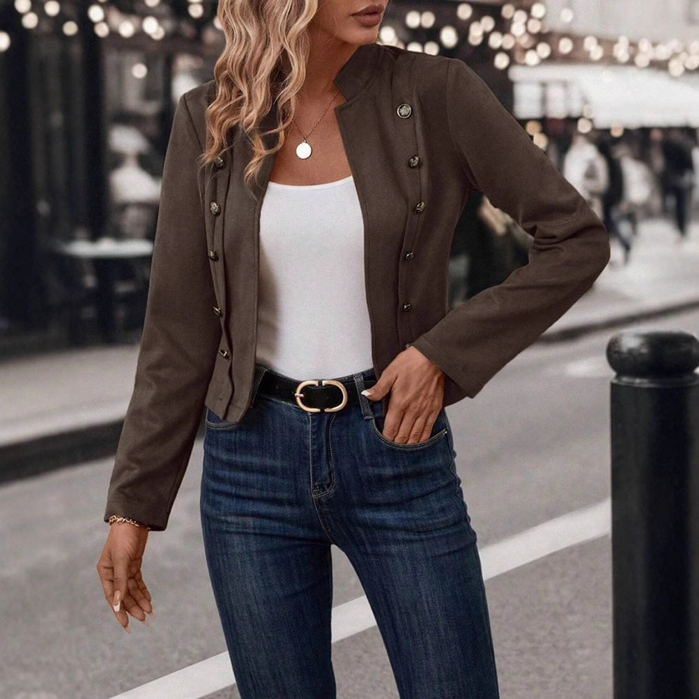 Damen nan taillierte Militärjacke mit Stehkragen und doppelter Knopfleiste Echo Archiv