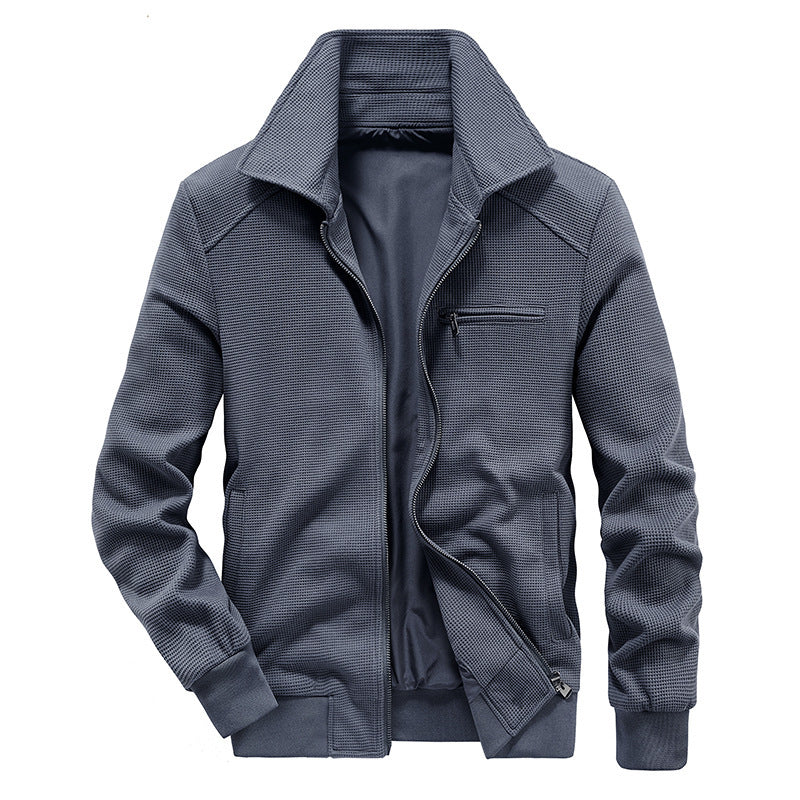Herren Waffelstrick-Blouson mit Stehkragen, Reißverschluss und Brusttasche Echo Archiv