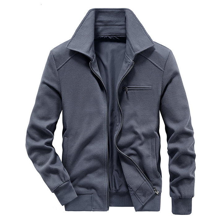 Herren Waffelstrick-Blouson mit Stehkragen, Reißverschluss und Brusttasche Echo Archiv
