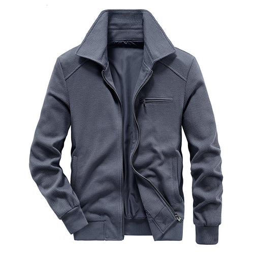 Herren Waffelstrick-Blouson mit Stehkragen, Reißverschluss und Brusttasche Echo Archiv