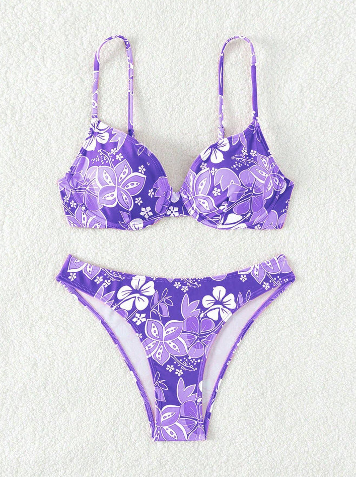 Damen gepolsterter Triangel-Bikini mit floralem Design und verstellbaren Trägern Echo Archiv