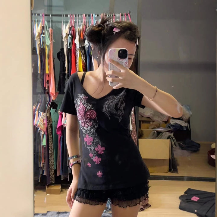 Damen T-Shirt mit einzigartigem floralem Design Echo Archiv