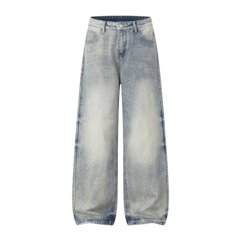Damen Weite Highwaist-Jeanshose im Balloon-Schnitt mit Used‑Effekt und elastischem Saum Echo Archiv