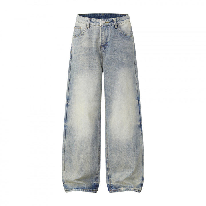 Damen Weite Highwaist-Jeanshose im Balloon-Schnitt mit Used‑Effekt und elastischem Saum Echo Archiv