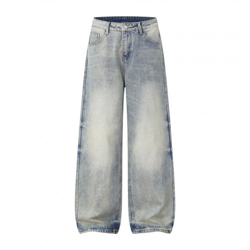 Damen Weite Highwaist-Jeanshose im Balloon-Schnitt mit Used‑Effekt und elastischem Saum Echo Archiv