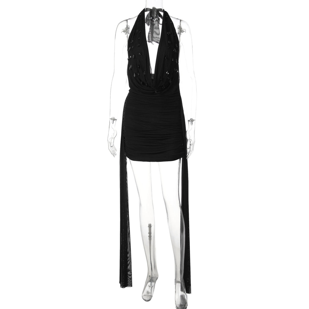 Damen Mini-Kleid mit raffiniertem Drapé und tiefem V-Ausschnitt Echo Archiv