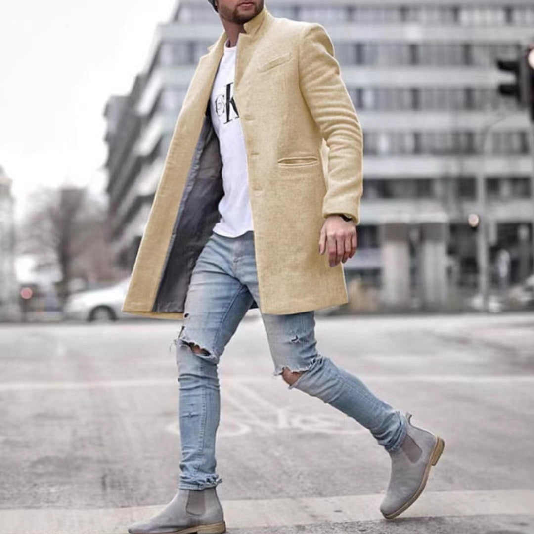 Herren eleganter Manhattan-Mantel mit seitlichen Taschen und schmalem Schnitt Echoarchiv