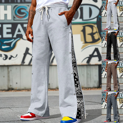 Herren nan weit geschnittene Snap-Front Jogginghose mit Paisley-Seiteneinsatz und elastischem Komfortbund Echo Archiv