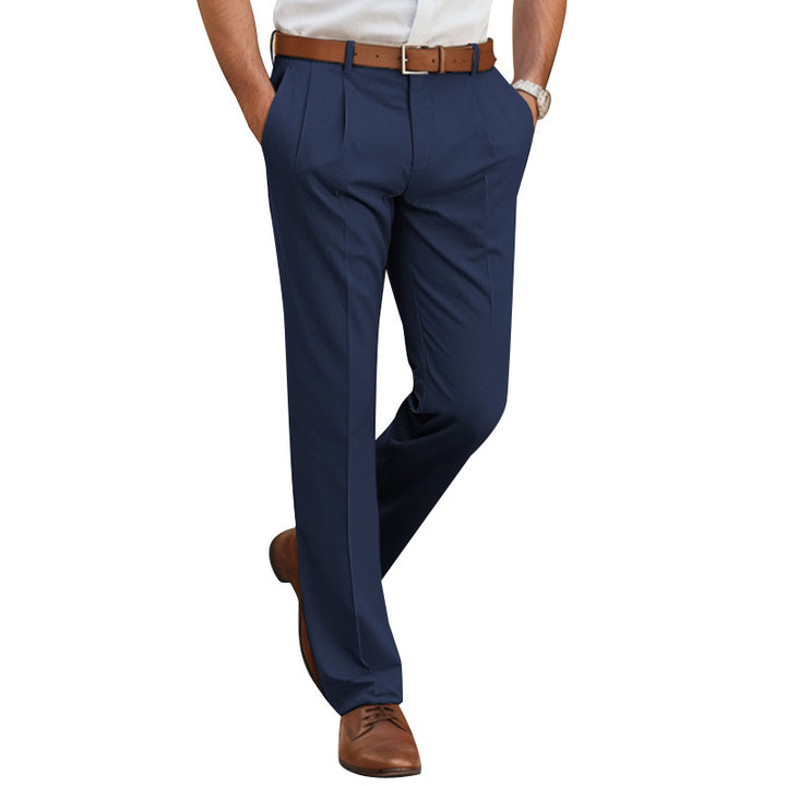 Herren Elegante Bundfalten-Hose mit geradem Bein und Bügelfalte Echoarchiv