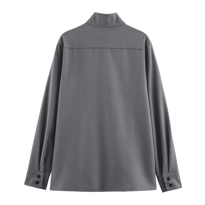 Damen Locker geschnittene Tunika‑Bluse mit verdeckter Knopfleiste und Stehkragen Echo Archiv