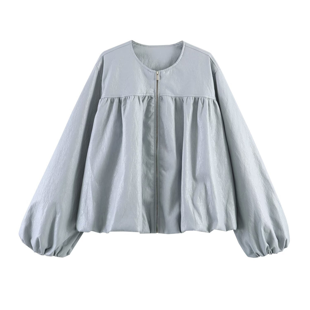 Damen Oversize-Jacke mit Ballonärmeln, Reißverschluss und geraffter Passe Echo Archiv