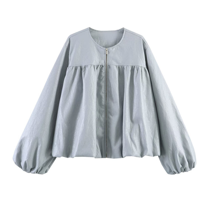 Damen Oversize-Jacke mit Ballonärmeln, Reißverschluss und geraffter Passe Echo Archiv