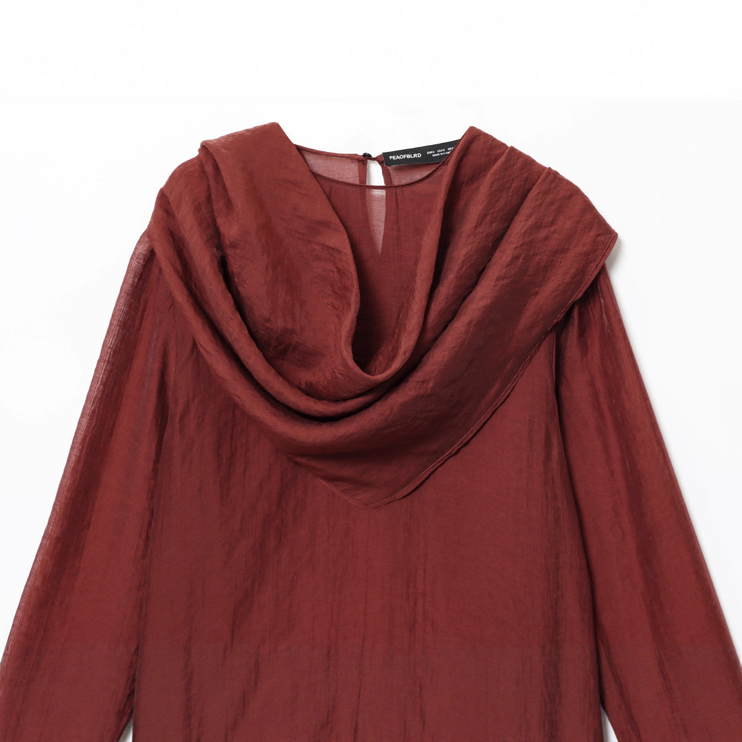Damen nan elegant-drapierte Bluse mit großem Wasserfallkragen und leicht strukturierter Satinoptik Echo Archiv