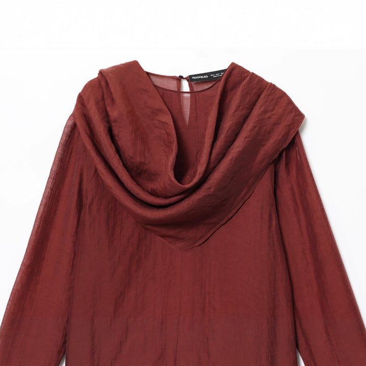 Damen nan elegant-drapierte Bluse mit großem Wasserfallkragen und leicht strukturierter Satinoptik Echo Archiv