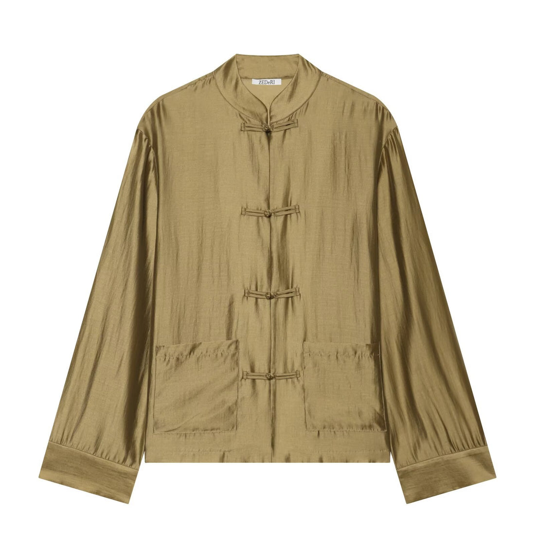 Damen Mandarinkragen-Jacke mit Chinesischen Knotenverschlüssen und aufgesetzten Taschen Echo Archiv