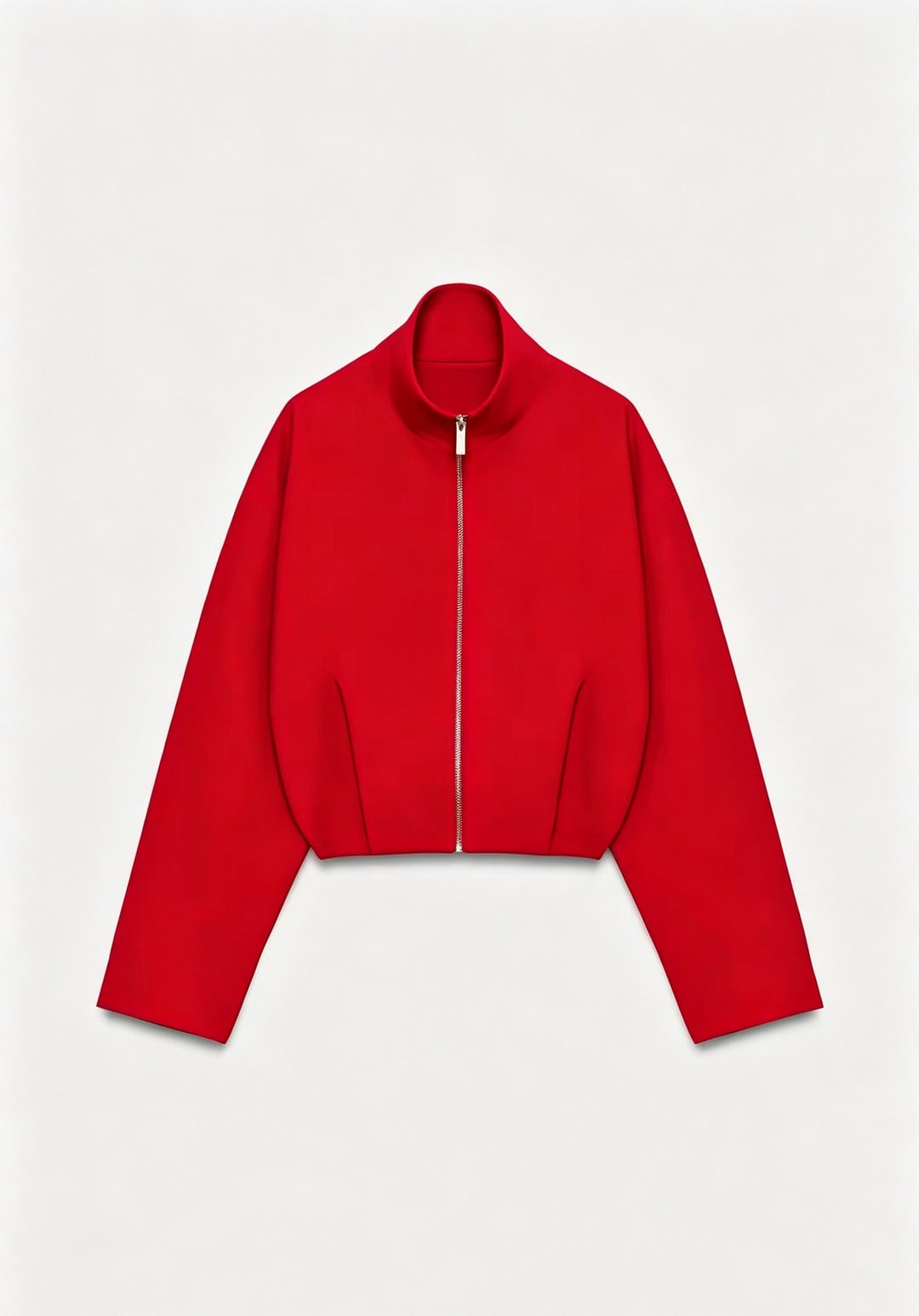Damen Kurze Boxy-Jacke mit Stehkragen und sichtbarem Metallreißverschluss Echo Archiv