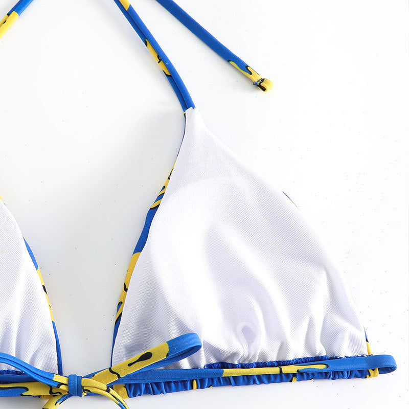 Damen Triangel-Bikini mit verspieltem Smiley-Druck Echo Archiv