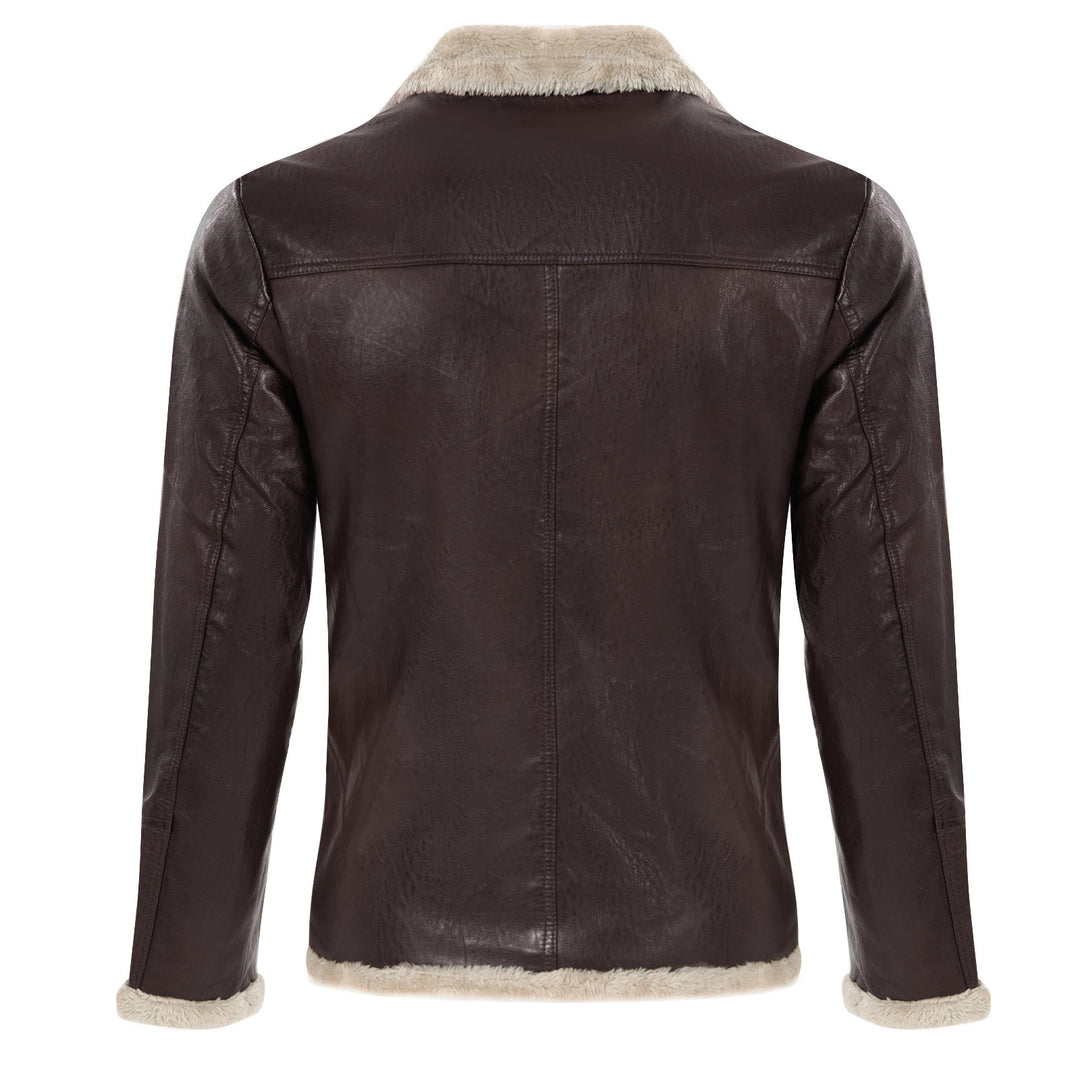 Herren elegante Lederjacke mit Kuschelkragen Echoarchiv