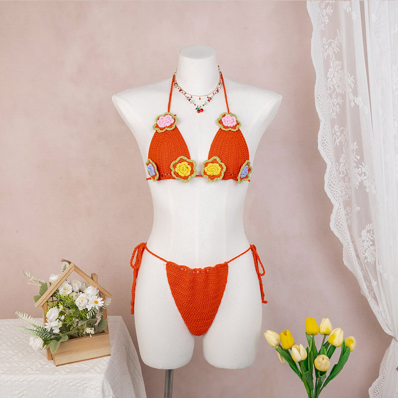 Damen Häkel-Bikini mit verspieltem Blumendesign und verstellbaren Bändern Echo Archiv