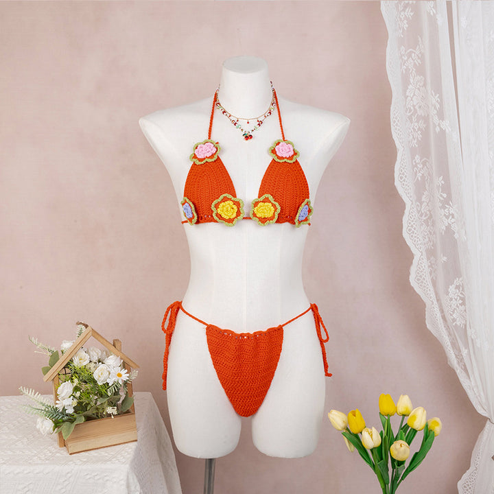 Damen Häkel-Bikini mit verspieltem Blumendesign und verstellbaren Bändern Echo Archiv