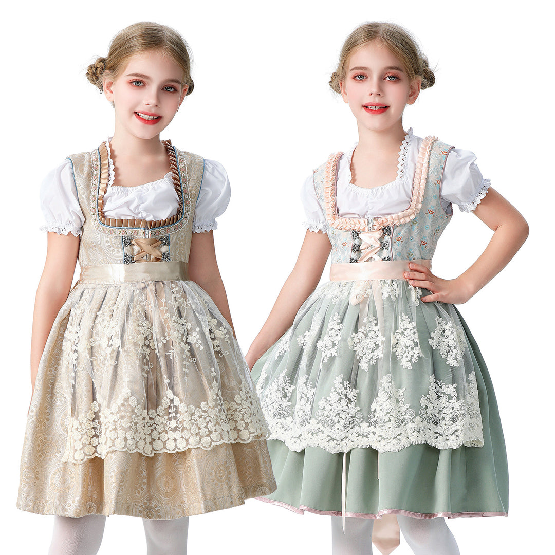 Damen nan elegantes Mädchen Trachtenkleid mit Rüschenkorsett und Spitzenstickerie Echo Archiv
