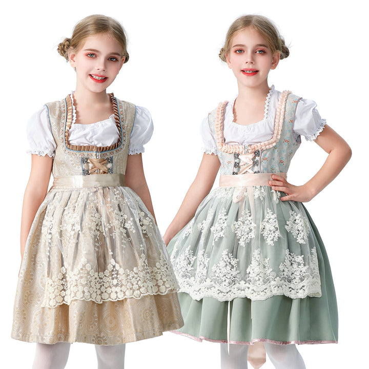 Damen nan elegantes Mädchen Trachtenkleid mit Rüschenkorsett und Spitzenstickerie Echo Archiv