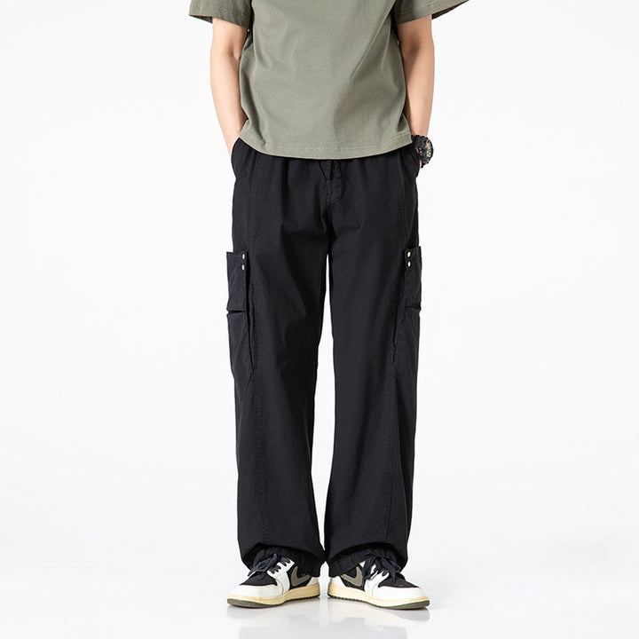 Herren Weite Nylon-Cargo-Hose im Utility-Stil mit seitlichen Klappentaschen Echo Archiv
